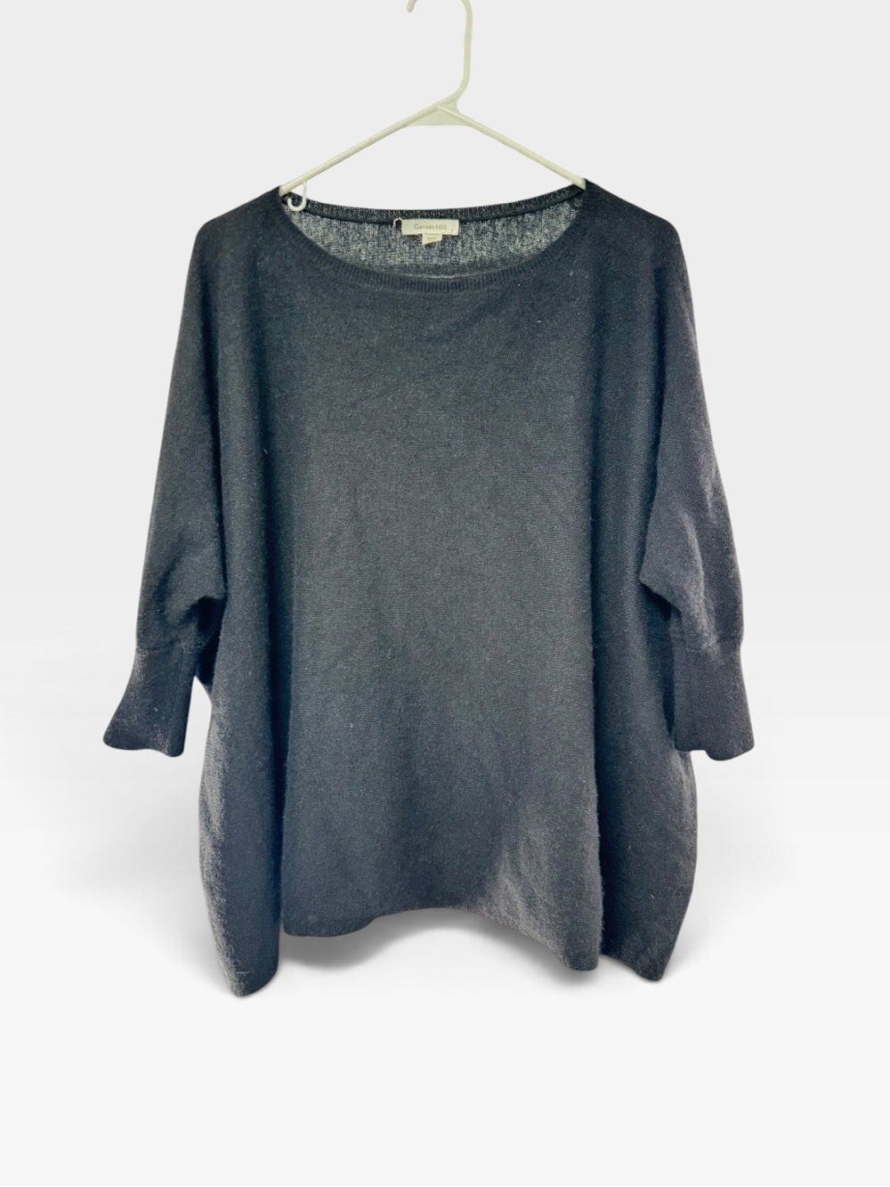 Garnet Hill Black Relaxed Cashmere Knit Sweater oversized